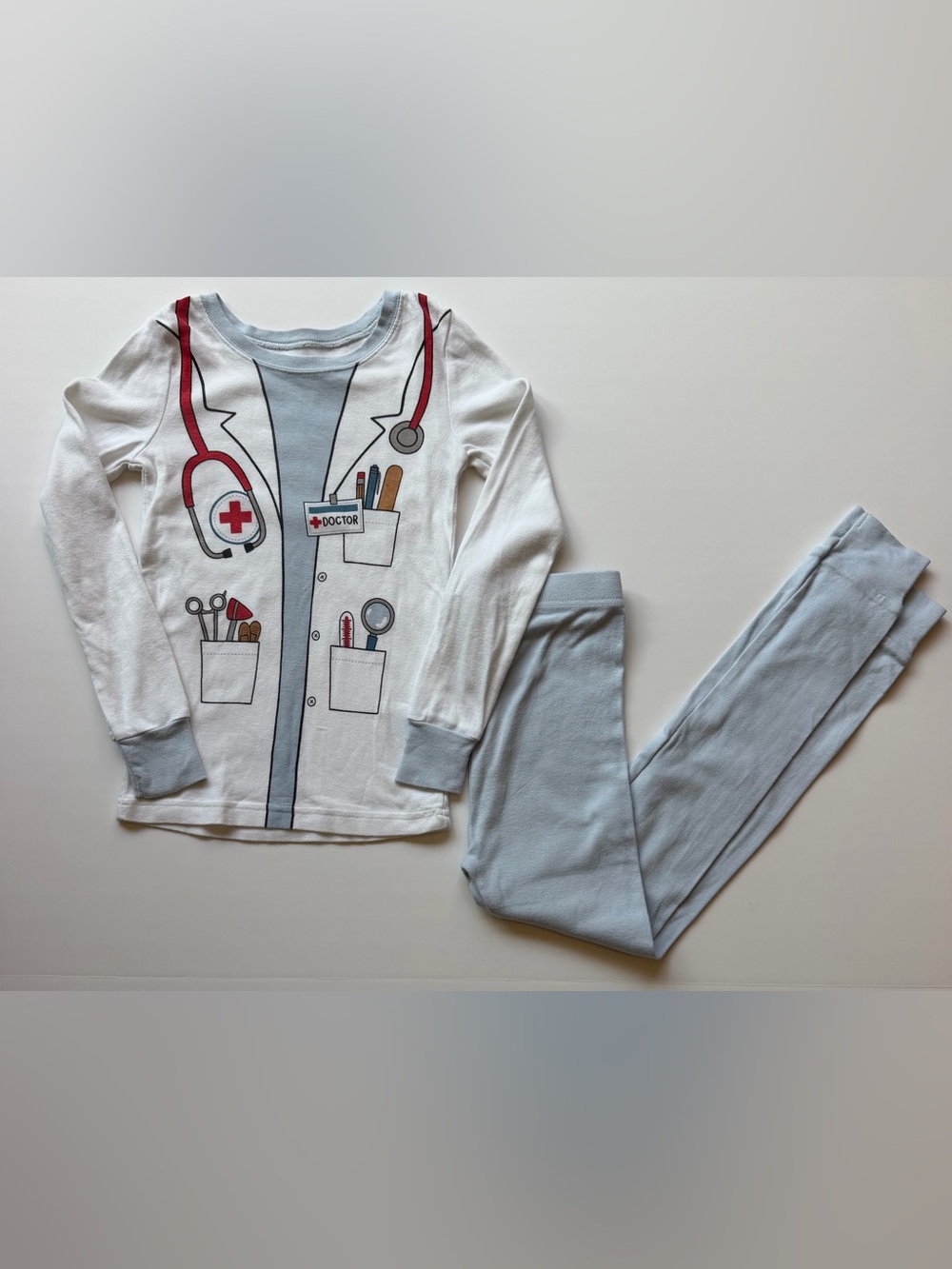 Old Navy Kids Doctor Pajama Set - Light Blue & White - Pajama Costume - Size 6T